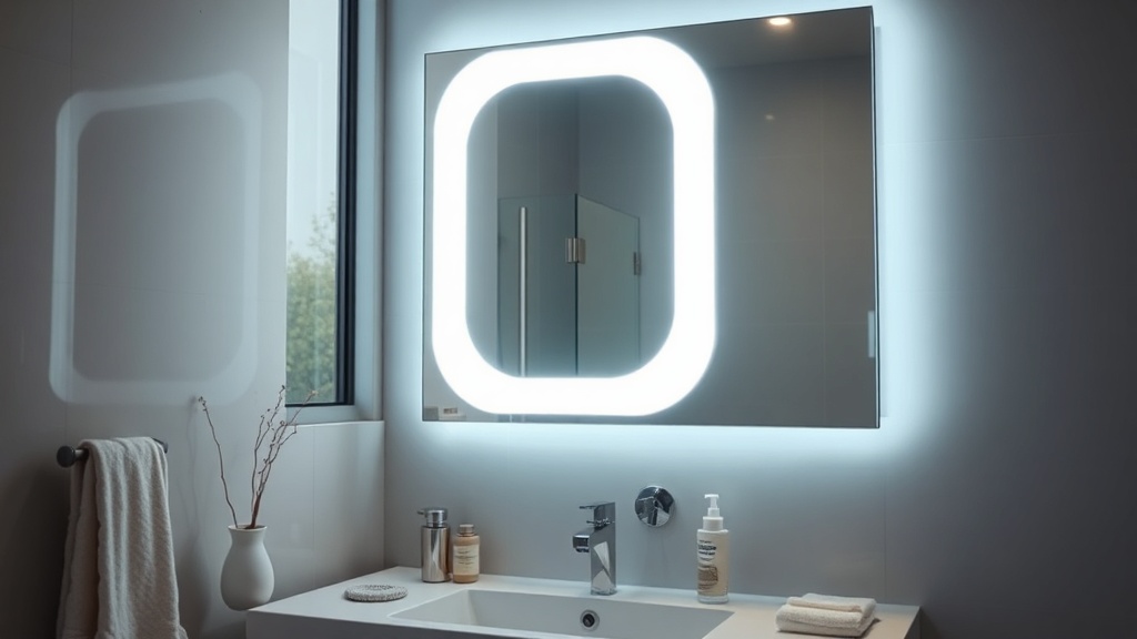 LED-Spiegelleuchte im Badezimmer mit Fenster