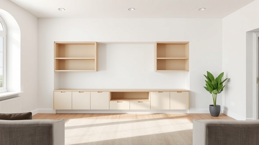 Ordnung im Wohnzimmer ohne sichtbare Regale