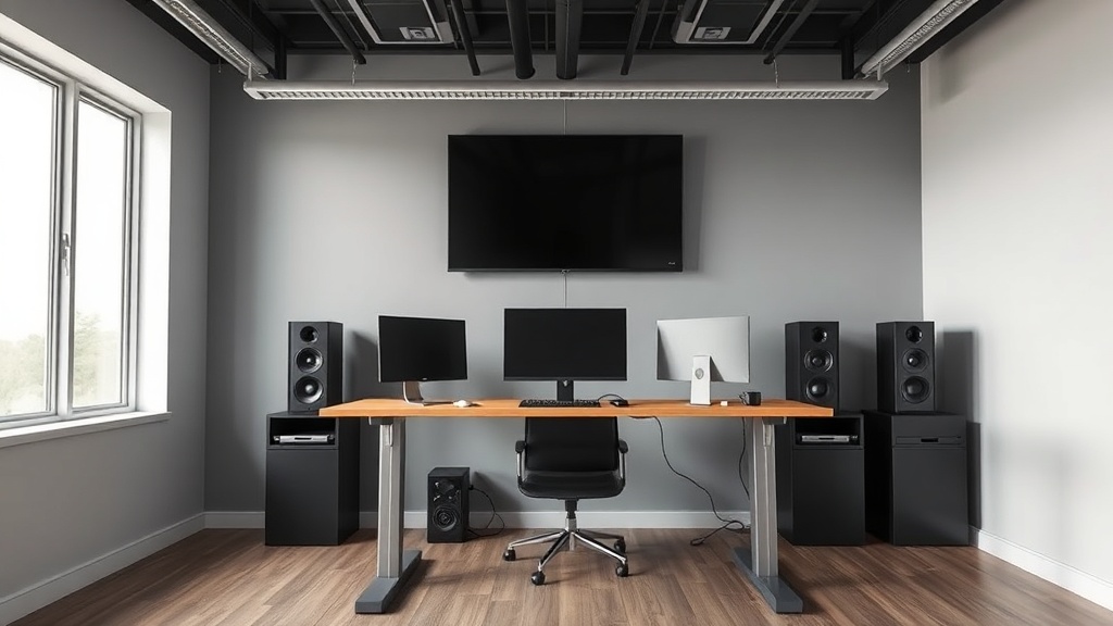 Kleines deutsches Home Office im Wohnzimmer